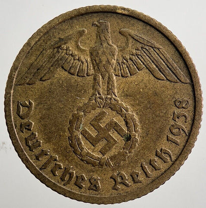 1938 - J Germany Nazi 10 Pfennig Coin | Very High Grade | a3664