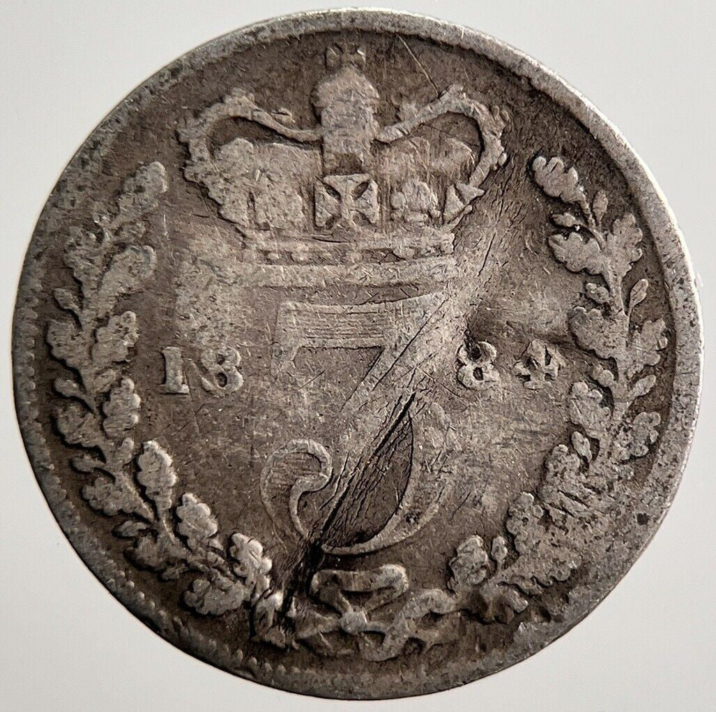 1884 Victoria Threepence Silver Coin | Fair Grade | a3573