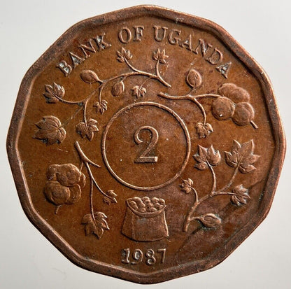1987 Uganda Africa 2 Two Shillings Coin | Fine Collectable Grade | a3830