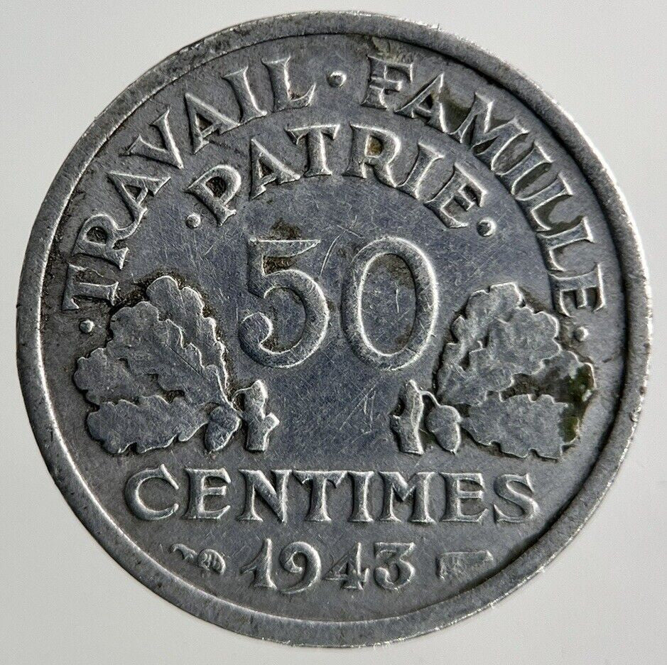 1943 France 50 Centimes Coin | Fine Collectable Grade