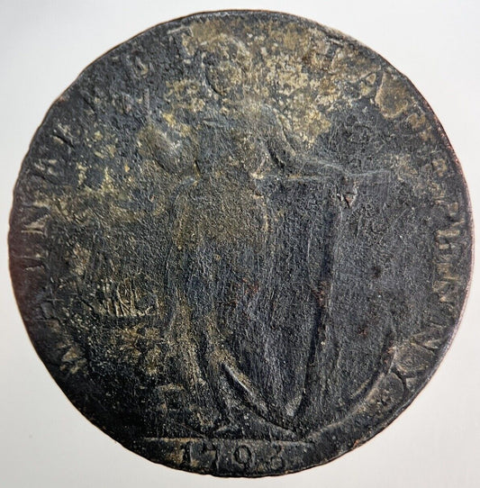 1793 Wainfleet Half - Penny Token Coin | Very High Grade | a7942