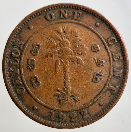 1922 Ceylon 1 Cent Coin | Fine Collectable Grade