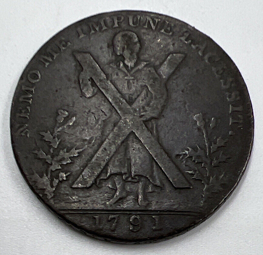 1791 Nemo Me Impune Lacessit Edinburgh Half - Penny | Collectable Grade | a1249