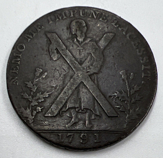 1791 Nemo Me Impune Lacessit Edinburgh Half - Penny | Collectable Grade | a1249