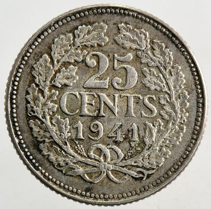 1941 Netherlands 25 Cents Silver Coin | Fine Collectable Grade