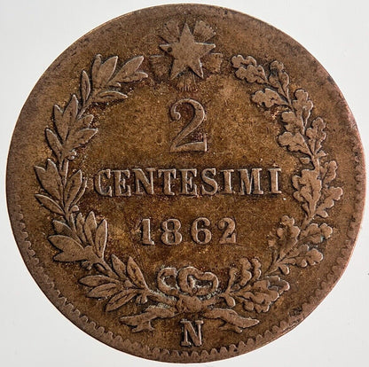 1862 Italy 2 Centesimi Coin | Fine Collectable Grade | a6231