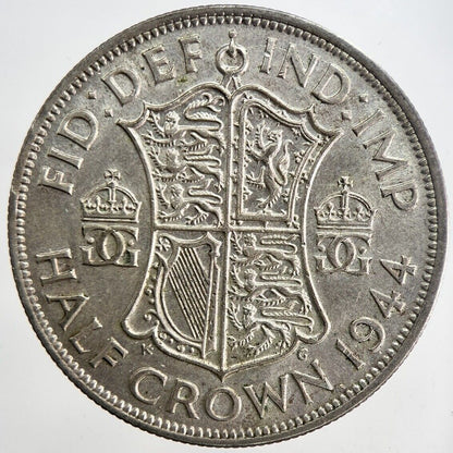 1944 George VI Half - Crown Silver Coin | Very Fine Grade | a6204