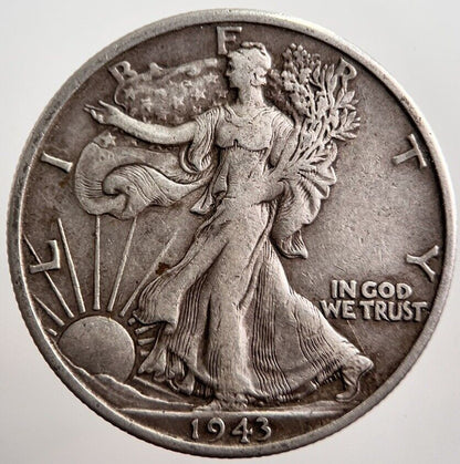 1943 - S US USA Liberty Half Dollar Silver Coin | Fine Collectable Grade