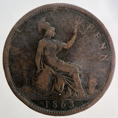 1863 Victoria One Penny Coin | Collectable Grade