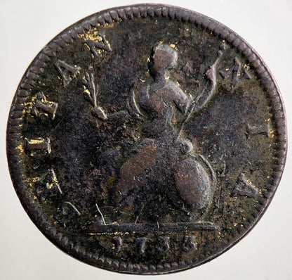 1733 George II 2nd Farthing Coin | Fine Collectable Grade