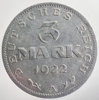 1922 - A Germany 3 Mark Coin | Very High Grade | a8227