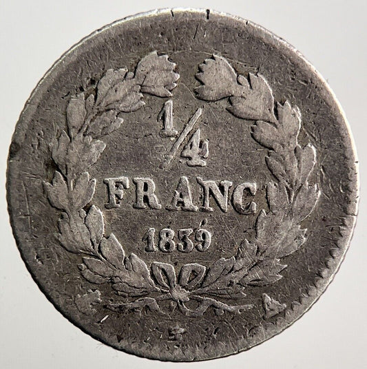 1839 France Quarter 1/4 Franc Silver Coin | Collectable Grade | a3635
