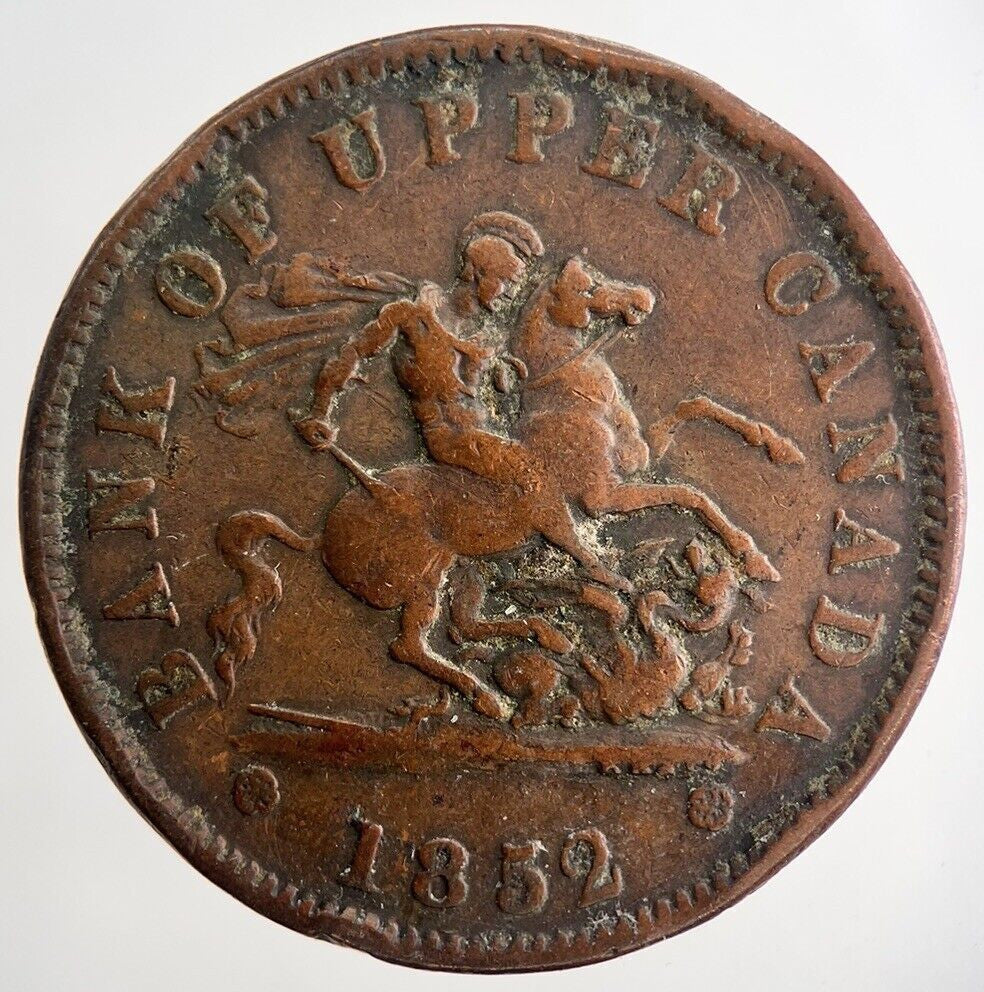 1852 Canada Bank Token One Penny Coin | Fine Collectable Grade