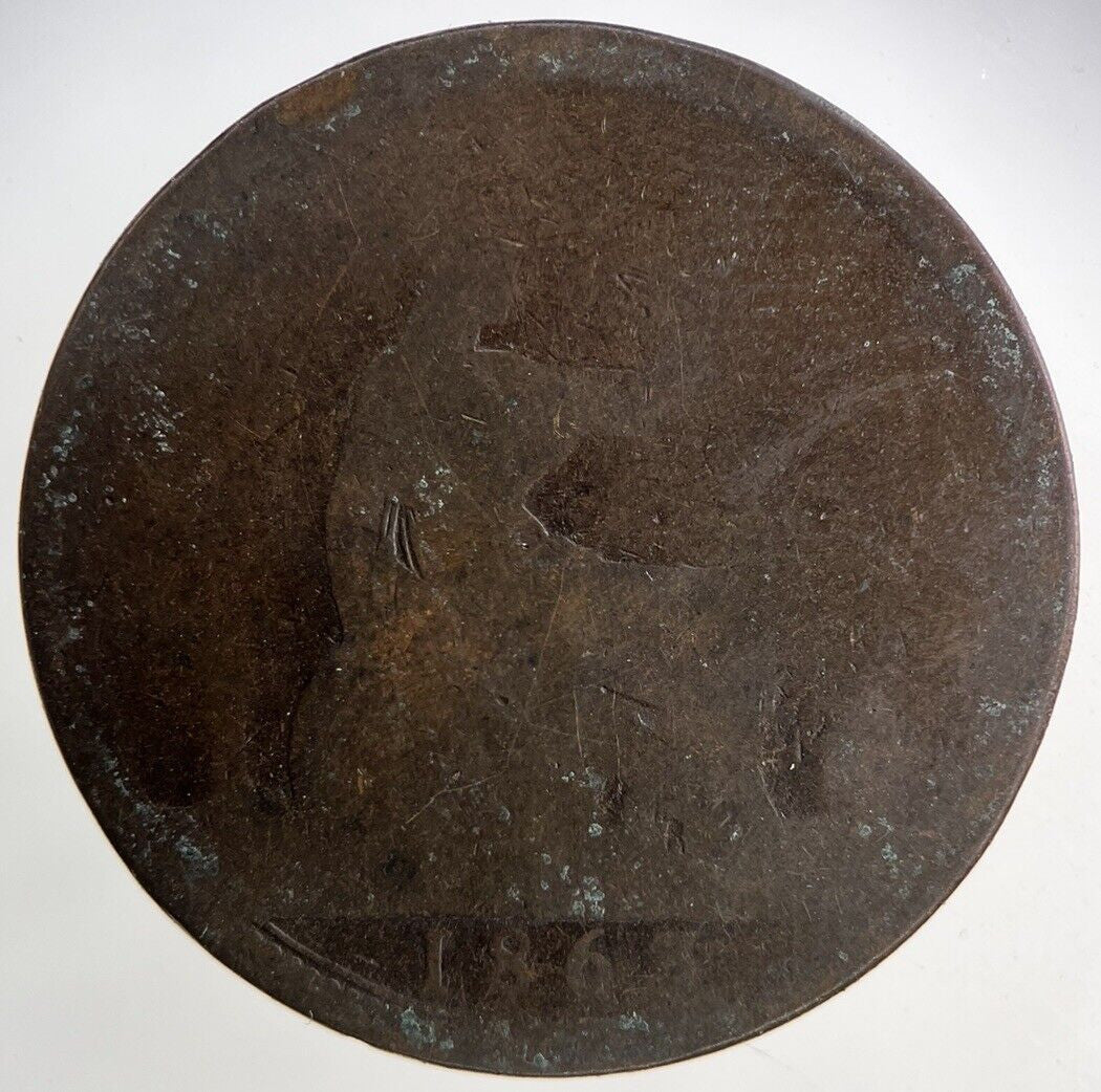 1863 Victoria One Penny Coin | Worn Grade