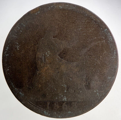 1863 Victoria One Penny Coin | Worn Grade