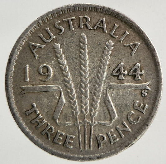 1944 - S Australia Threepence Silver Coin | Fine Collectable Grade