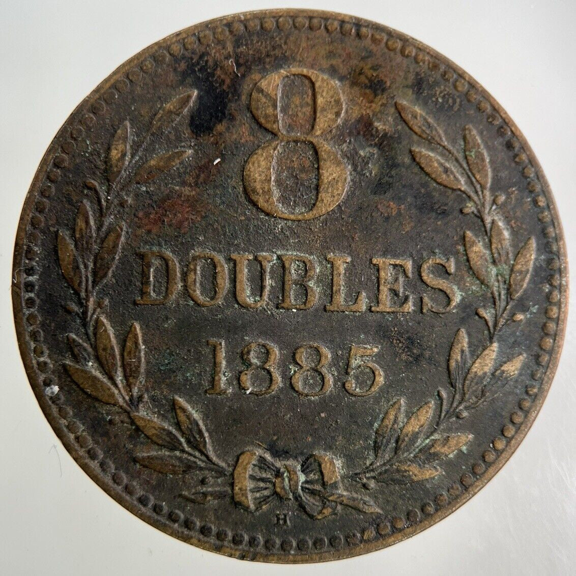 1885 Guernsey 8 Doubles Coin | Fine Collectable Grade
