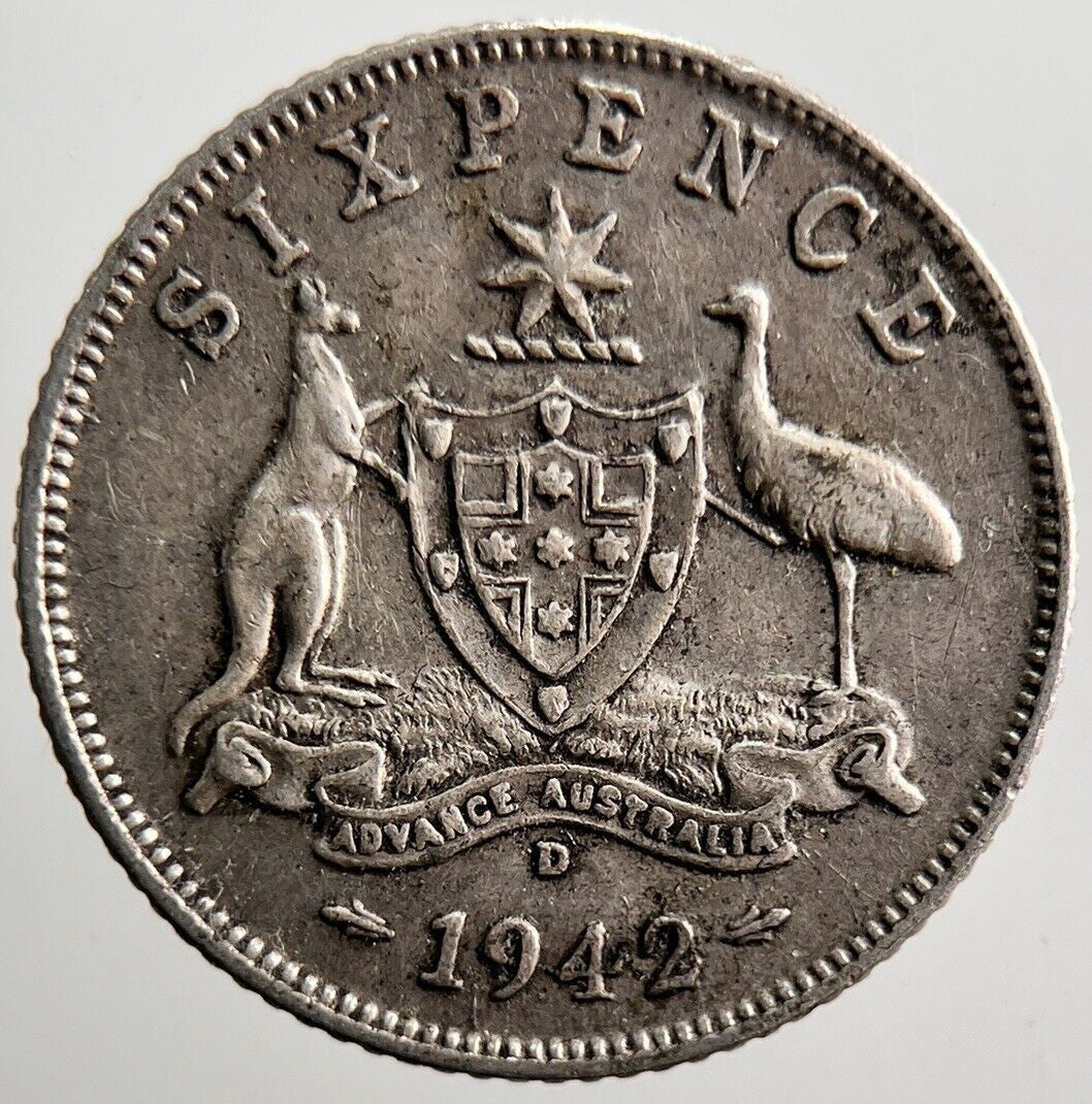 1942 - D Australia Sixpence Silver Coin | Very High Grade | a3491