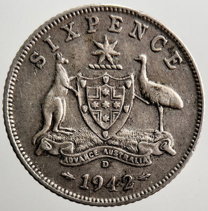 1942 - D Australia Sixpence Silver Coin | Very High Grade | a3491