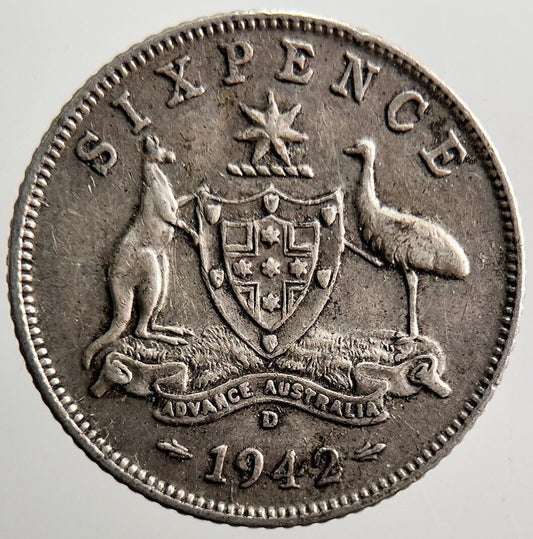 1942 - D Australia Sixpence Silver Coin | Very High Grade | a3491