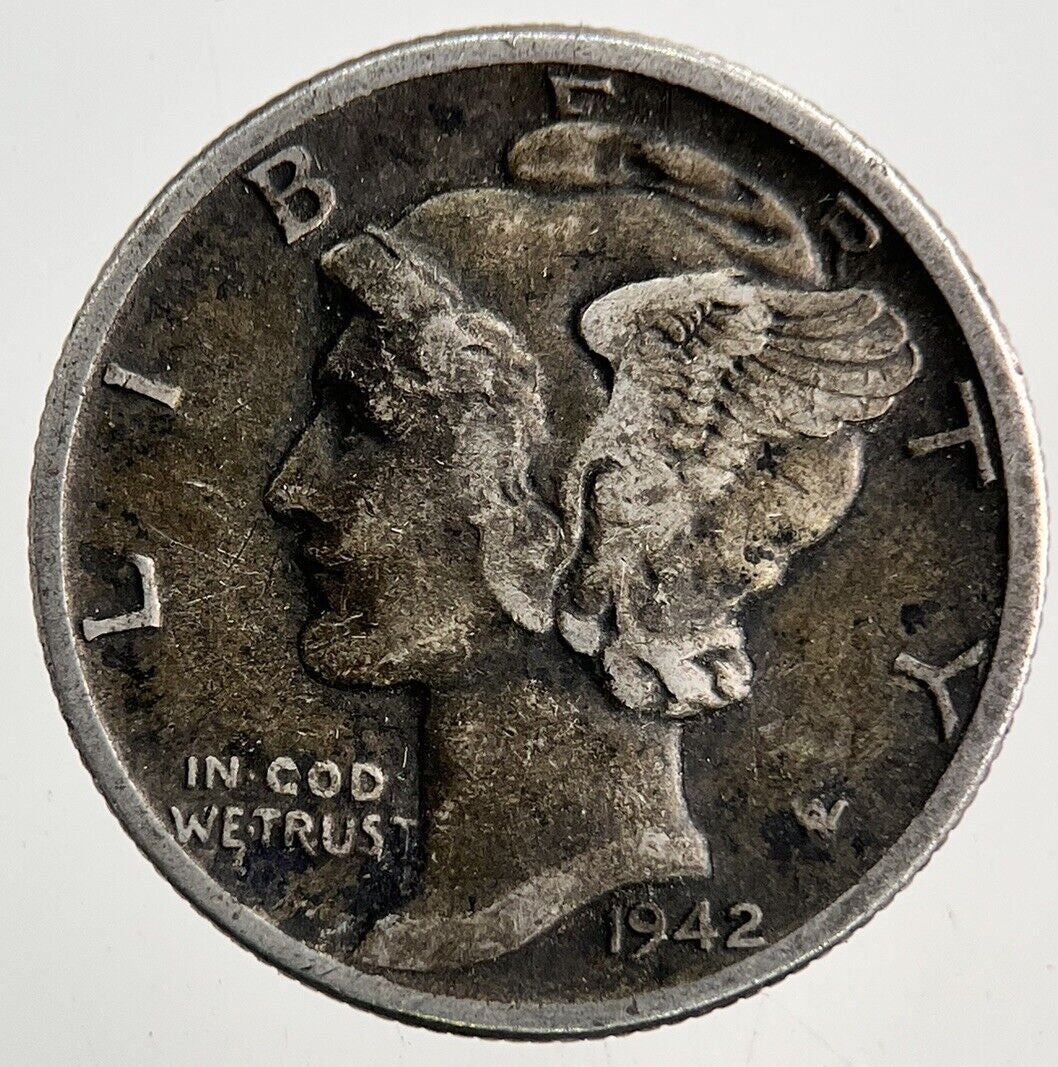 1942 US USA Mercury One Dime Silver Coin | Fine Collectable Grade