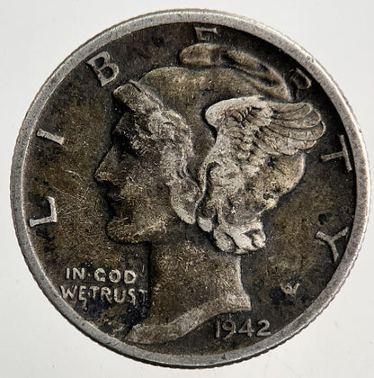 1942 US USA Mercury One Dime Silver Coin | Fine Collectable Grade
