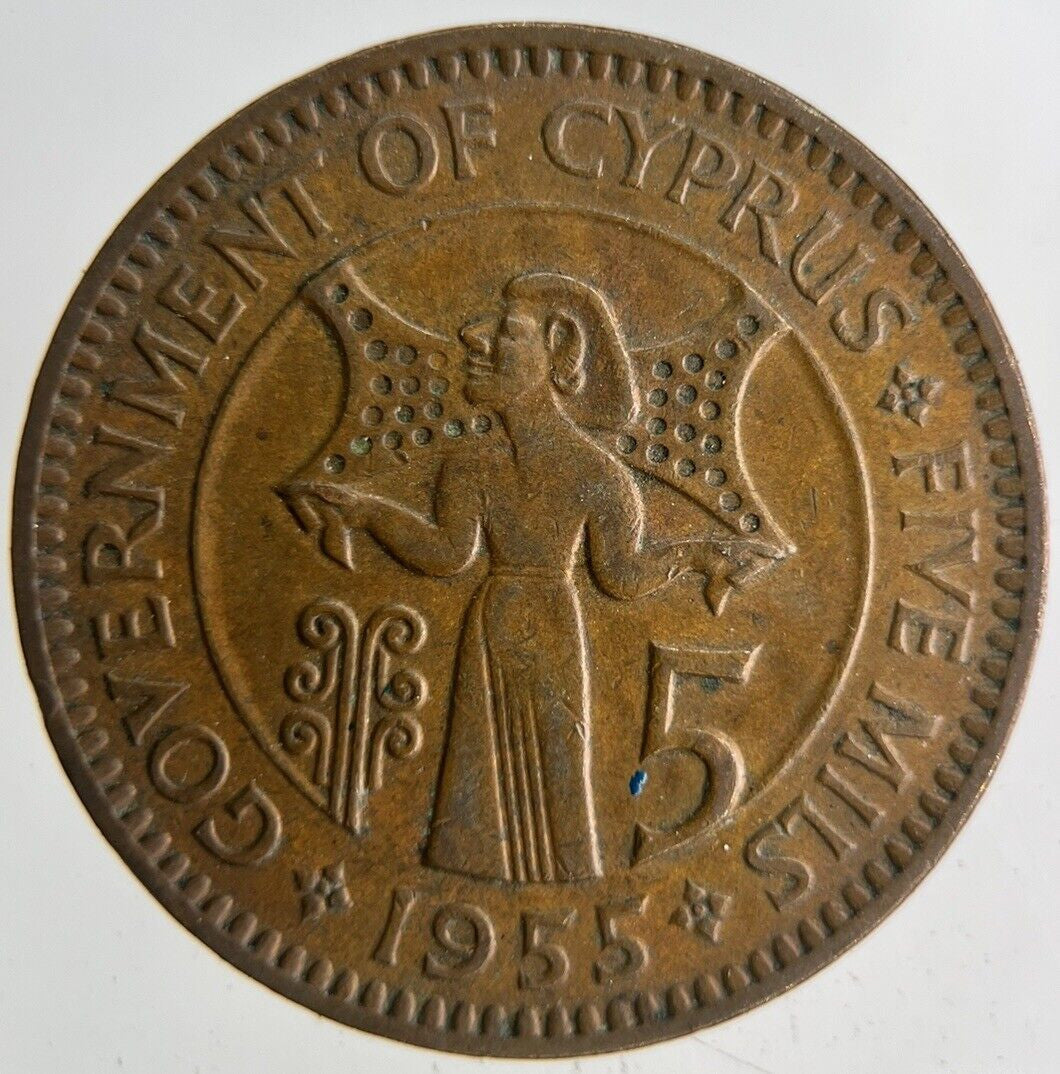 1955 Cyprus 5 Mils Coin | Fine Collectable Grade