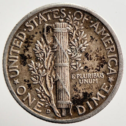 1943 - D US USA Mercury Dime Silver Coin | Fine Collectable Grade | a3555