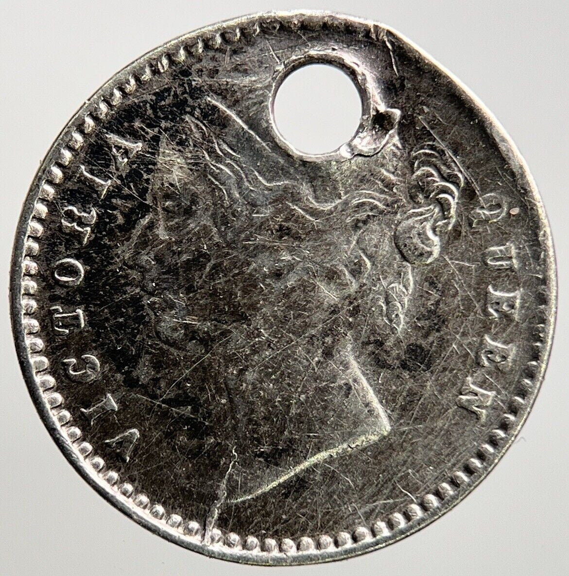 1841 India Two 2 Annas Silver Coin | Fair Grade | a188