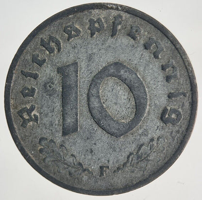 1942 - F Germany Nazi 10 Pfennig Coin | Fine Collectable Grade | a1964