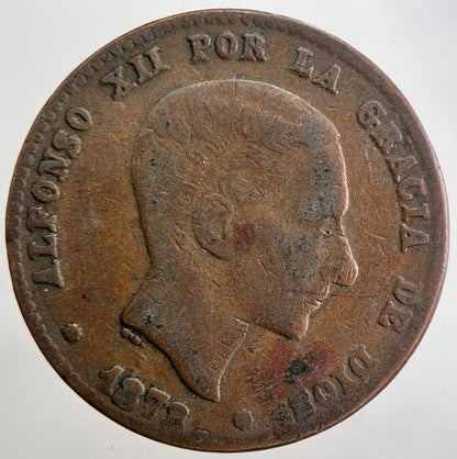 1878 Spain Diez 10 Ten Centimos Coin | Fair Grade | a4741