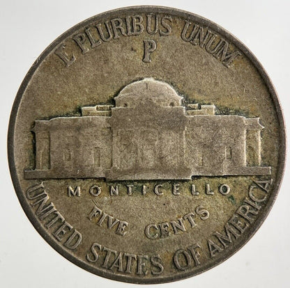 1943 - P US USA Jefferson War Nickel Silver Coin | Fine Collectable Grade