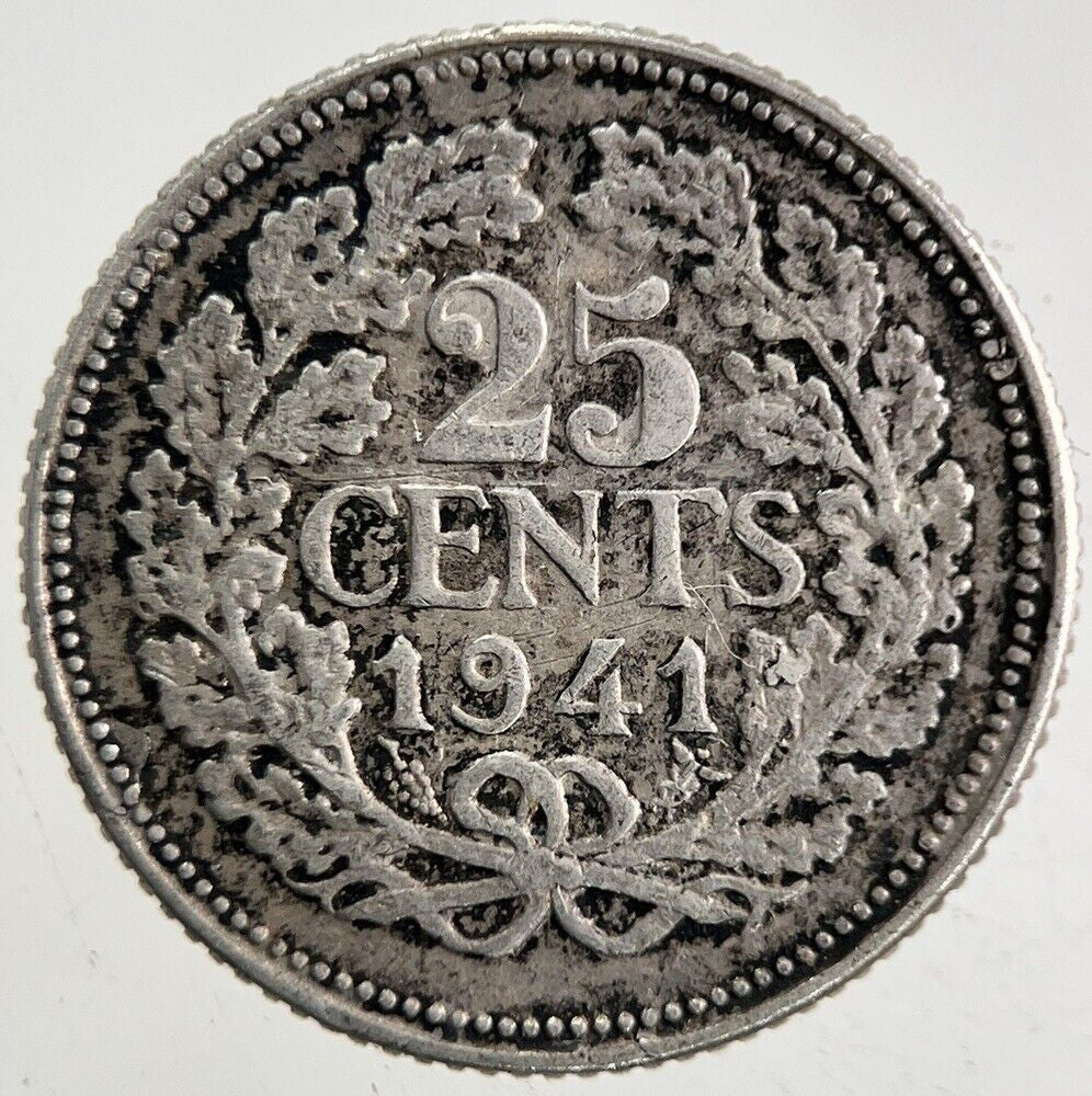 1941 Netherlands 25 Cents Silver Coin | Fine Collectable Grade