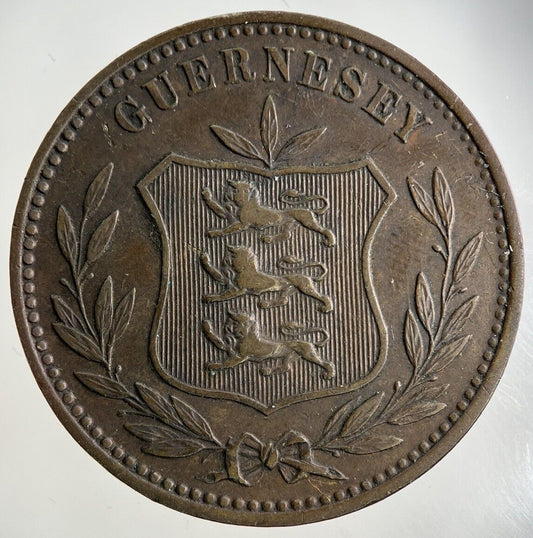 1885 Guernsey 8 Doubles Coin | Fine Collectable Grade