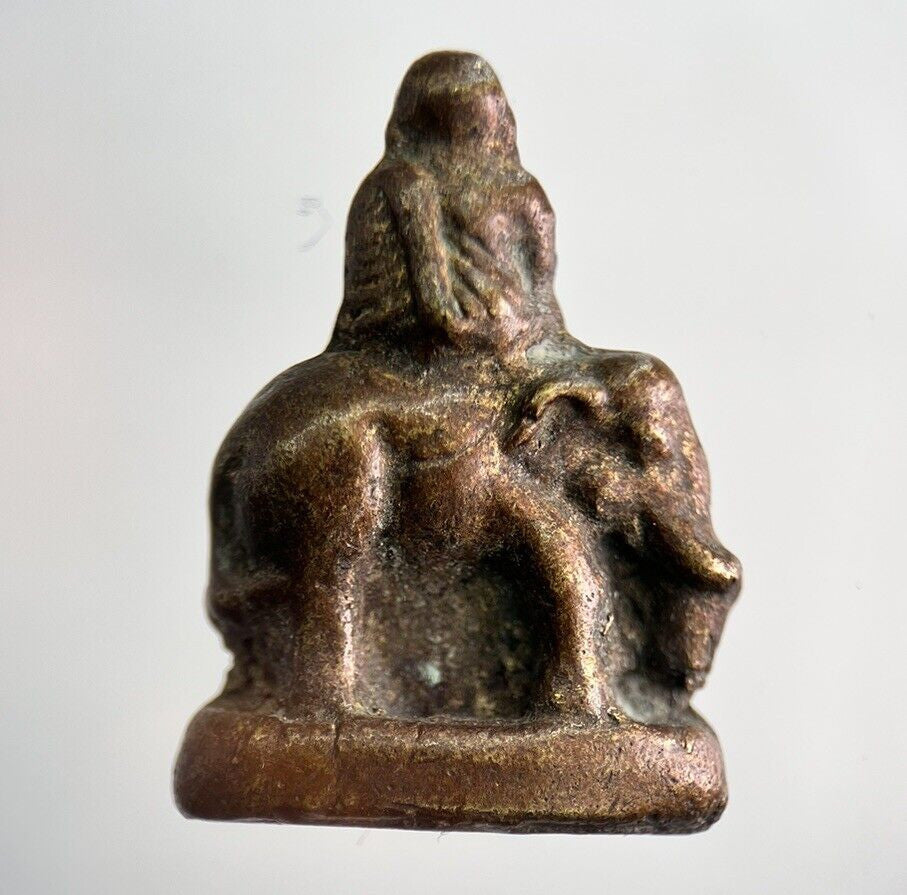 Old Thailand Brass Monk Elephant Statue Ornament | Height 3cm | a3791