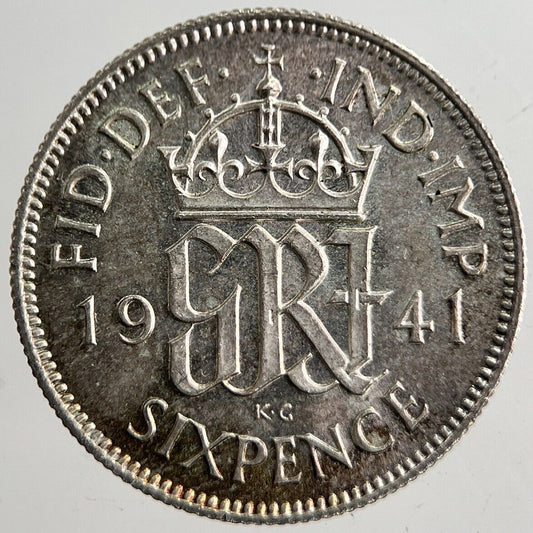 1941 George VI British Sixpence Silver Coin | Very High Grade | a8269