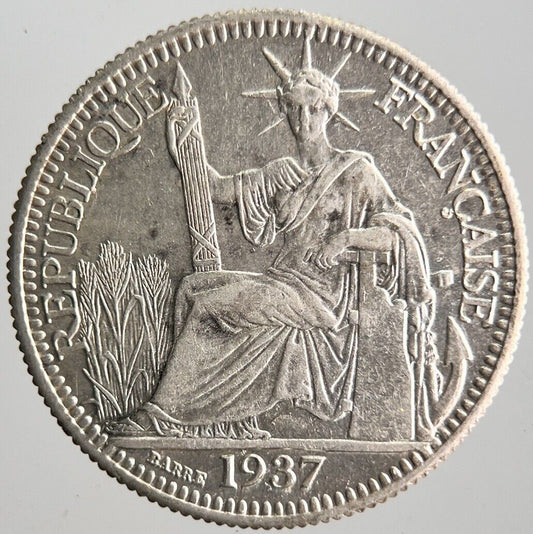 1937 France 10 Centimes Indo - China France Silver Coin | Fine Grade | a4119