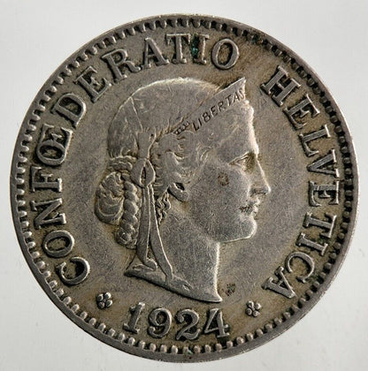 1924 Switzerland Swiss 10 Rappen Coin | Fine Collectable Grade