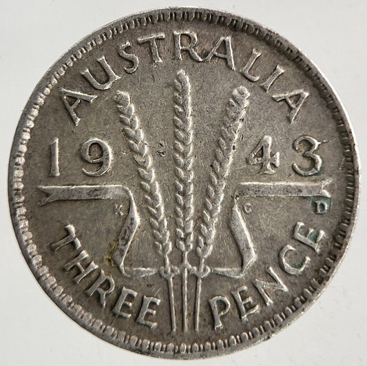 1943 - D Australia Threepence Silver Coin | Fine Collectable Grade