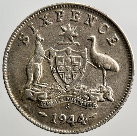1944 - S Australia Sixpence Silver Coin | Fine Collectable Grade | a3727