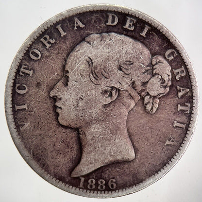 1886 Victoria Half - Crown Silver Coin | Fine Collectable Grade