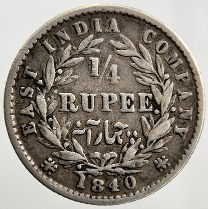 1840 1/4 Quarter Rupee India Silver Coin | Collectable Grade | a579