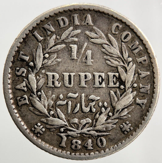 1840 1/4 Quarter Rupee India Silver Coin | Collectable Grade | a579