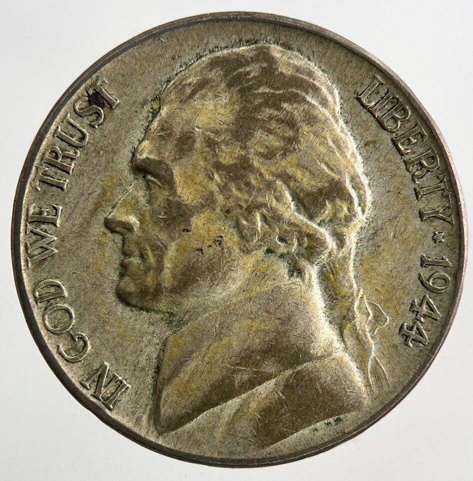 1944 - P US USA Jefferson War Nickel Silver Coin | Fine Collectable Grade
