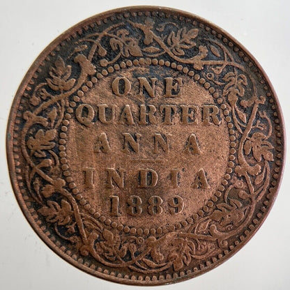 1889 Quarter 1/4 Anna India Coin | Fine Collectable Grade | a4841