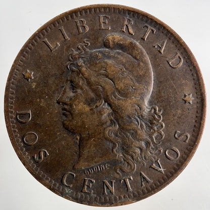 1891 Argentina Dos 2 Centavos Coin | Fine Collectable Grade