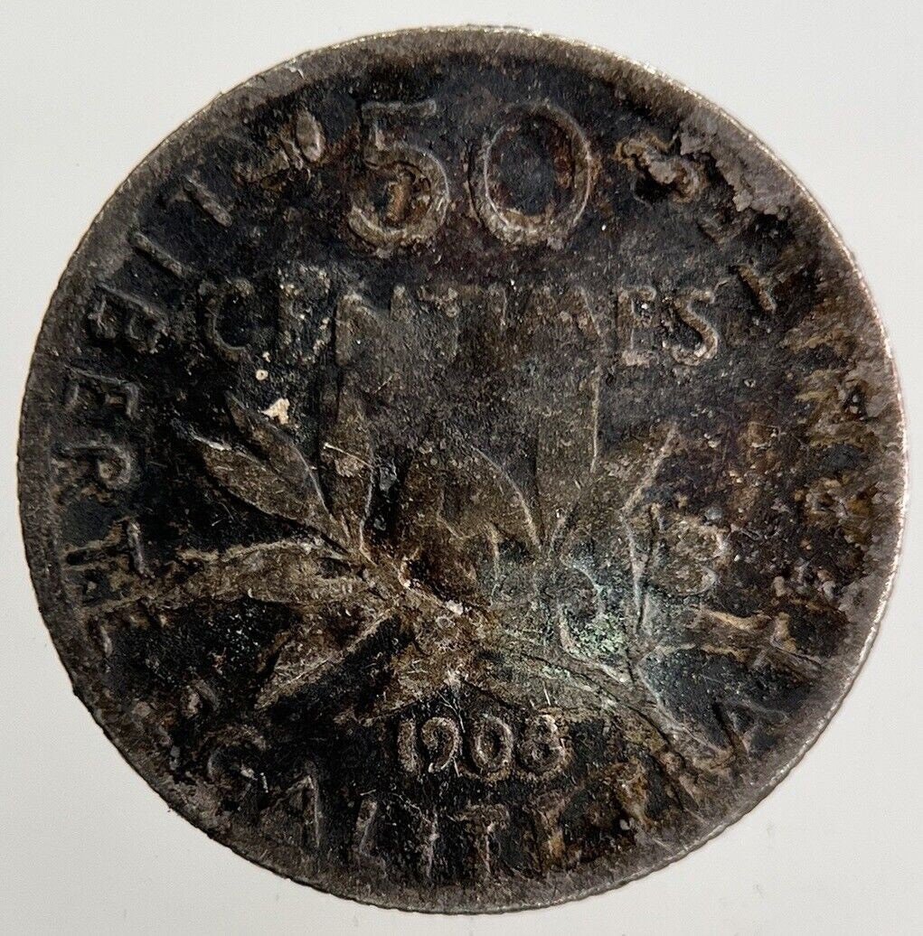 1908 France 50 Centimes Silver Coin | Collectable Grade