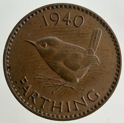 1940 George VI Wren Farthing Coin | Very High Grade