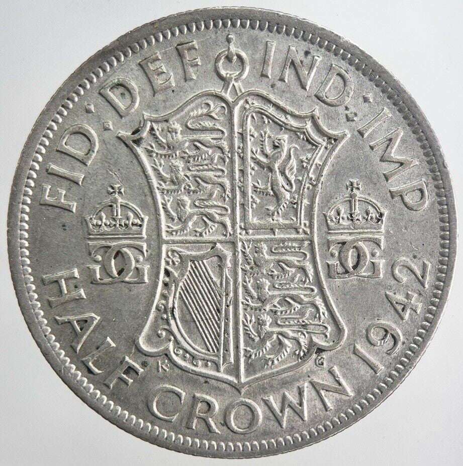 1942 George VI Half - Crown Silver Coin | Very Fine Grade | a6349