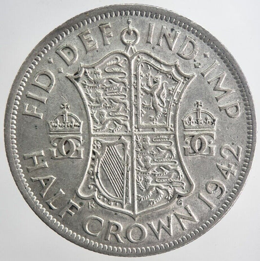 1942 George VI Half - Crown Silver Coin | Very Fine Grade | a6349